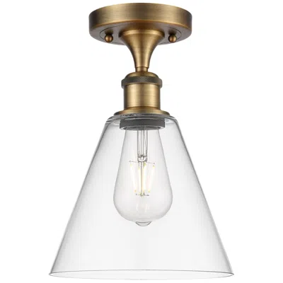 Innovations Lighting Berkshire  8" Semi-flush Mount - Brushed Brass - Clear Shade