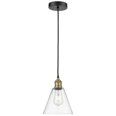 Innovations Lighting Berkshire 8" Wide Black Brass Corded Mini Pendant With Clear Shade