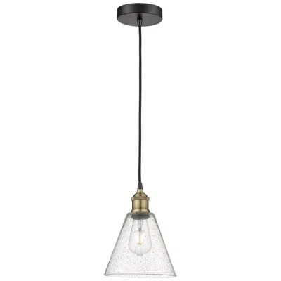 Innovations Lighting Berkshire 8" Wide Black Brass Corded Mini Pendant With Seedy Shade