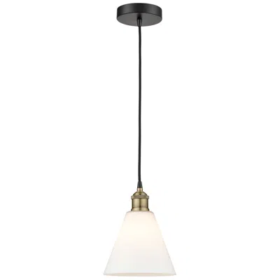 Innovations Lighting Berkshire 8"w Black Brass Corded Mini Pendant W/ Matte White Shade