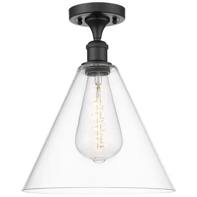 Innovations Lighting Berkshire Glass 12" Semi-flush Mount - Oil Rubbed Bronze - Clear Shade