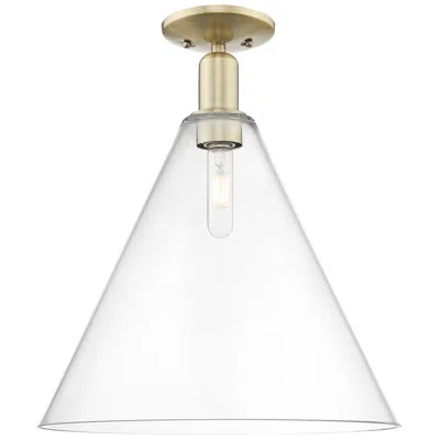 Innovations Lighting Berkshire Glass 16" Wide Antique Brass Semi-flush Mount W/ Clear Shade