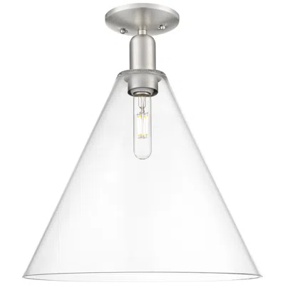Innovations Lighting Berkshire Glass 16"w Brushed Satin Nickel Semi-flush Mount W/ Clear Shade In Silver