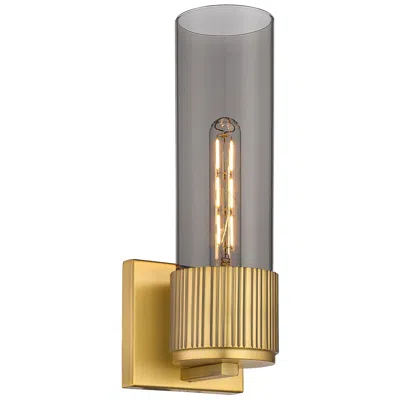 Innovations Lighting Bolivar 15" High Brushed Brass Sconce With Plated Smoke Glass Shade