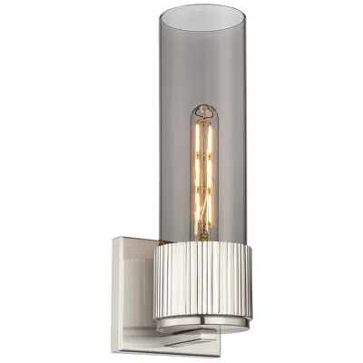 Innovations Lighting Bolivar 15" High Satin Nickel Sconce With Plated Smoke Glass Shade