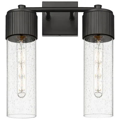 Innovations Lighting Bolivar 16" High 2 Light Matte Black Sconce With Seedy Glass Shade