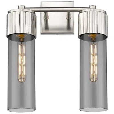 Innovations Lighting Bolivar 16" High 2 Light Satin Nickel Sconce With Plated Smoke Glass S