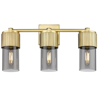 Innovations Lighting Bolivar 20.5" Wide 3 Light Brushed Brass Bath Light With Plated Smoke