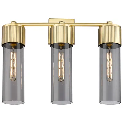 Innovations Lighting Bolivar 20.5" Wide 3 Light Brushed Brass Bath Light With Plated Smoke