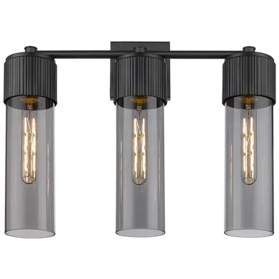 Innovations Lighting Bolivar 20.5" Wide 3 Light Matte Black Bath Light With Plated Smoke Sh