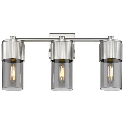 Innovations Lighting Bolivar 20.5" Wide 3 Light Satin Nickel Bath Light With Plated Smoke S