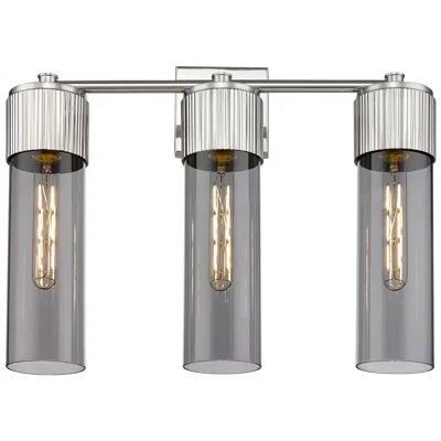 Innovations Lighting Bolivar 20.5" Wide 3 Light Satin Nickel Bath Light With Plated Smoke S