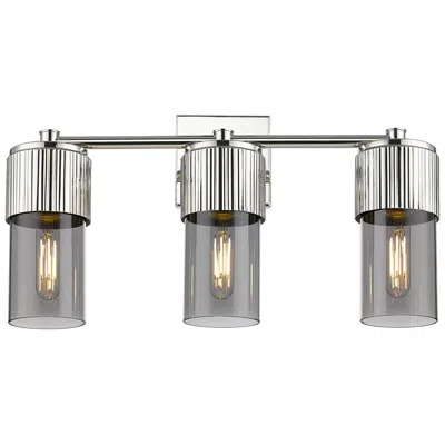 Innovations Lighting Bolivar 20.5"w 3 Light Polished Nickel Bath Light With Plated Smoke Sh