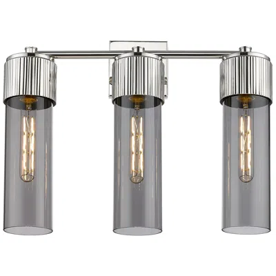 Innovations Lighting Bolivar 20.5"w 3 Light Polished Nickel Bath Light With Plated Smoke Sh