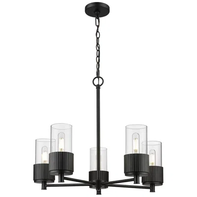 Innovations Lighting Bolivar 25" Wide 5 Light Matte Black Chain Hung Chandelier With Clear