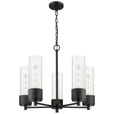 Innovations Lighting Bolivar 25" Wide 5 Light Matte Black Chain Hung Chandelier With Seedy