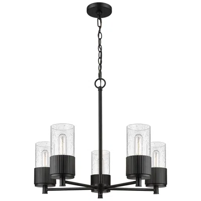 Innovations Lighting Bolivar 25" Wide 5 Light Matte Black Chain Hung Chandelier With Seedy