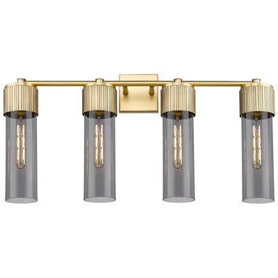 Innovations Lighting Bolivar 31" Wide 4 Light Brushed Brass Bath Light With Plated Smoke Sh