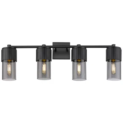 Innovations Lighting Bolivar 31" Wide 4 Light Matte Black Bath Light With Plated Smoke Shad