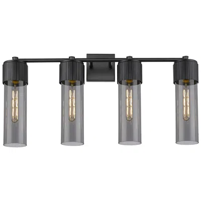 Innovations Lighting Bolivar 31" Wide 4 Light Matte Black Bath Light With Plated Smoke Shad