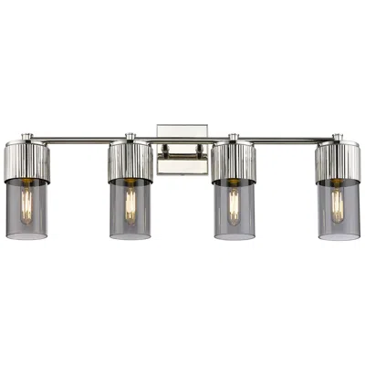 Innovations Lighting Bolivar 31" Wide 4 Light Polished Nickel Bath Light With Plated Smoke