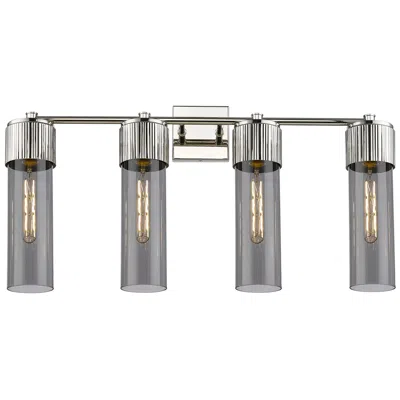 Innovations Lighting Bolivar 31" Wide 4 Light Polished Nickel Bath Light With Plated Smoke