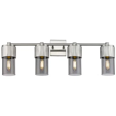 Innovations Lighting Bolivar 31" Wide 4 Light Satin Nickel Bath Light With Plated Smoke Sha
