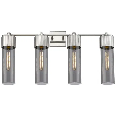 Innovations Lighting Bolivar 31" Wide 4 Light Satin Nickel Bath Light With Plated Smoke Sha