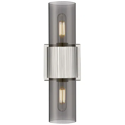 Innovations Lighting Bolivar 4" Wide 2 Light Satin Nickel Bath Light With Plated Smoke Shad