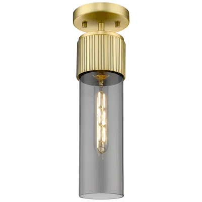 Innovations Lighting Bolivar 4" Wide Brushed Brass Flush Mount With Plated Smoke Glass Shad
