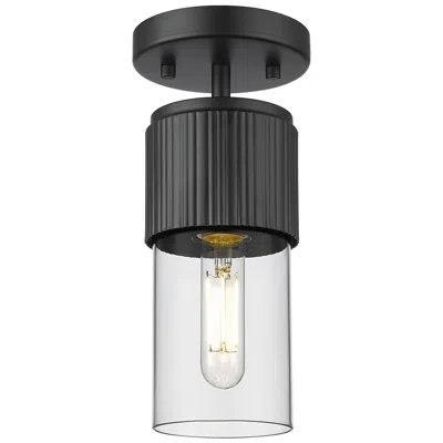 Innovations Lighting Bolivar 4" Wide Matte Black Flush Mount With Clear Glass Shade