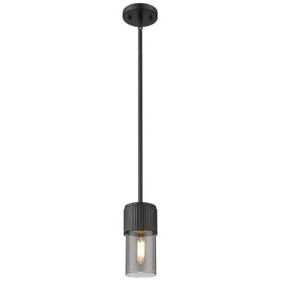 Innovations Lighting Bolivar 4" Wide Matte Black Stem Hung Pendant With Plated Smoke Glass