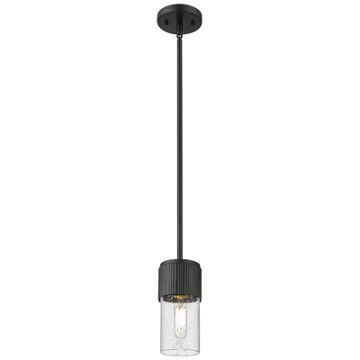 Innovations Lighting Bolivar 4" Wide Matte Black Stem Hung Pendant With Seedy Glass Shade