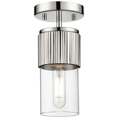 Innovations Lighting Bolivar 4" Wide Polished Nickel Flush Mount With Clear Glass Shade