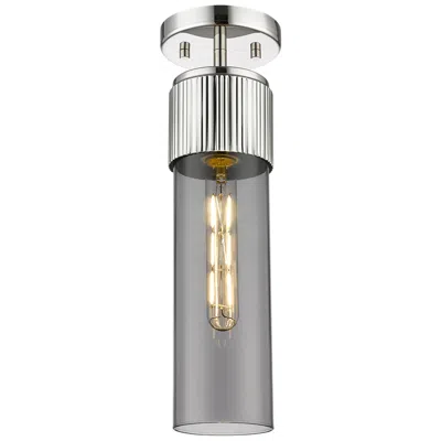 Innovations Lighting Bolivar 4" Wide Polished Nickel Flush Mount With Plated Smoke Glass Sh