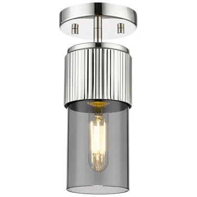 Innovations Lighting Bolivar 4" Wide Polished Nickel Flush Mount With Plated Smoke Glass Sh