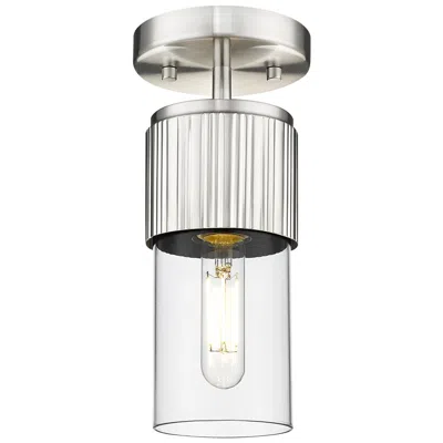 Innovations Lighting Bolivar 4" Wide Satin Nickel Flush Mount With Clear Glass Shade