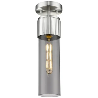 Innovations Lighting Bolivar 4" Wide Satin Nickel Flush Mount With Plated Smoke Glass Shade