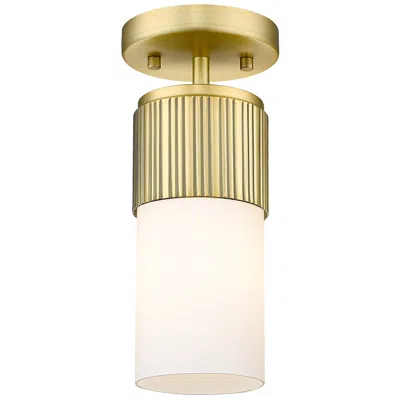 Innovations Lighting Bolivar 5" Wide Brushed Brass With White Glass Ceiling Light