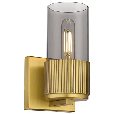 Innovations Lighting Bolivar 7.5" High Brushed Brass Sconce With Plated Smoke Glass Shade
