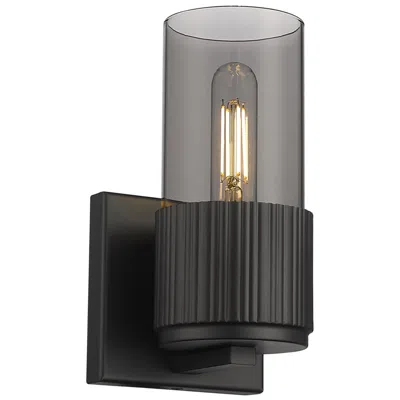 Innovations Lighting Bolivar 7.5" High Matte Black Sconce With Plated Smoke Glass Shade