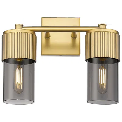 Innovations Lighting Bolivar 9.5" High 2 Light Brushed Brass Sconce With Plated Smoke Shade