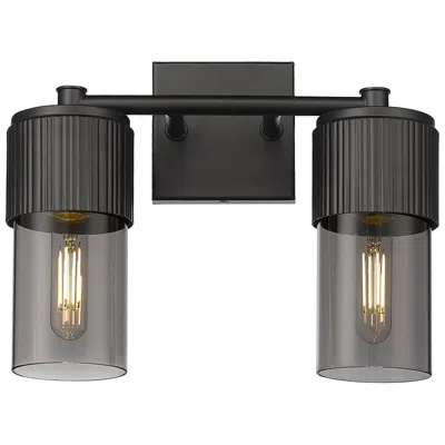 Innovations Lighting Bolivar 9.5" High 2 Light Matte Black Sconce With Plated Smoke Glass S