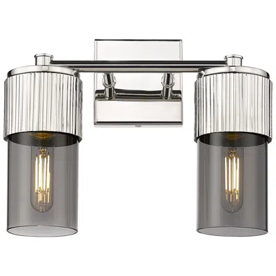 Innovations Lighting Bolivar 9.5" High 2 Light Polished Nickel Sconce With Plated Smoke Sha