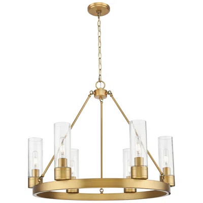 Innovations Lighting Boreas 29" Wide 6 Light Brushed Brass Chandelier With 8" Seedy Shade