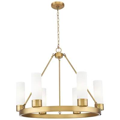 Innovations Lighting Boreas 29" Wide 6 Light Brushed Brass Chandelier With 8" White Shade