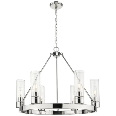 Innovations Lighting Boreas 29" Wide 6 Light Polished Nickel Chandelier With 8" Seedy Shade