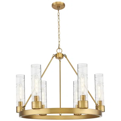 Innovations Lighting Boreas 29"w 6 Light Brushed Brass Chandelier With 11" Deco Swirl Shade