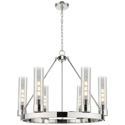 Innovations Lighting Boreas 29"w 6 Light Nickel Chandelier With 11" Smoke Shade