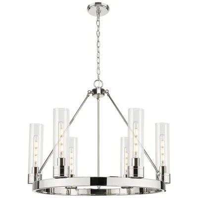 Innovations Lighting Boreas 29"w 6 Light Polished Nickel Chandelier With 11" Clear Shade